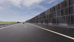 Visualisering af de kommende støjskærme omkring Aarhus langs E45 og Aarhus Syd Motorvejen.