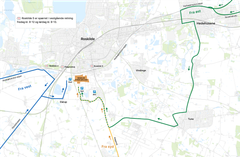 Sådan finder du en p-plads til Roskilde Dyrskue. Grafik: Vejdirektoratet