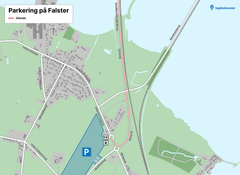 Der bliver også etableret et parkeringsområde ved Storstrømsvej på Falster. Det kan med fordel bruges, hvis man kommer sydfra og ikke skal til eventpladsen på Masnedø. Grafik: Vejdirektoratet