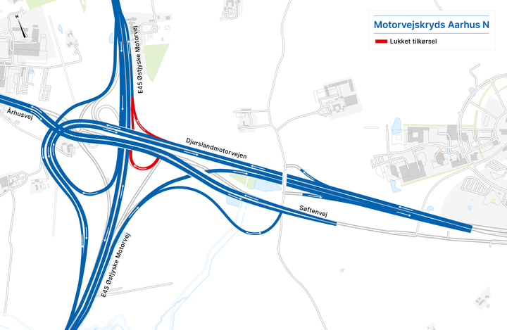 Trafikanter, der skal nord på ad E45 ved Aarhus N, må i en periode ud på en omkørsel.