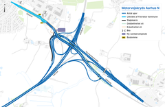 Kort over ombygning af Motorvejkryds Aarhus