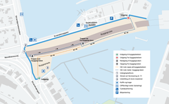 Kort over byggepladsen på Østerbro. Kort: Vejdirektoratet.