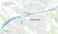 Kort over støjafskærmning ved Bramdrupdam, Kolding
