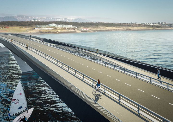 Fossvogurbroen bliver 270 meter lang og skal forbinde Reykjaviks indenrigslufthavn med bydelen Kópavogur.