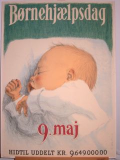 Børnehjælpsdagens årsplakat 1950 af KUNSTNER IB SPANG OLSEN