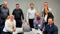 From the left: Søren Jepsen, Business Line Director Columbus M3 Denmark & UK, Mark Hugh, VP Sales (white shirt), Infor, Rob Heys, Director Sales, Infor (black sweater), Roger Labrell, Alliance Director, Infor (light blue shirt), Chris Mean, CEO Columbus UK & US, Tina Algkvist, Head of Columbus M3, Ian Kingstone Columbus Strategy & Growth Practice Director