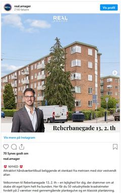 Billede af lejlighed postet på Instagramprofilen for RealMæglerne Amager