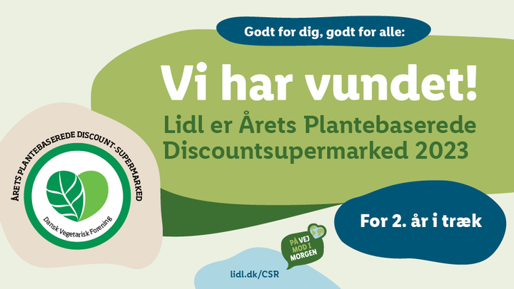 Dansk Vegetarisk Forening kårer Lidl som Årets plantebaserede discount-supermarked. Prisen blev lørdag overrakt ved dette års Plant Food Festival i Øksnehallen.