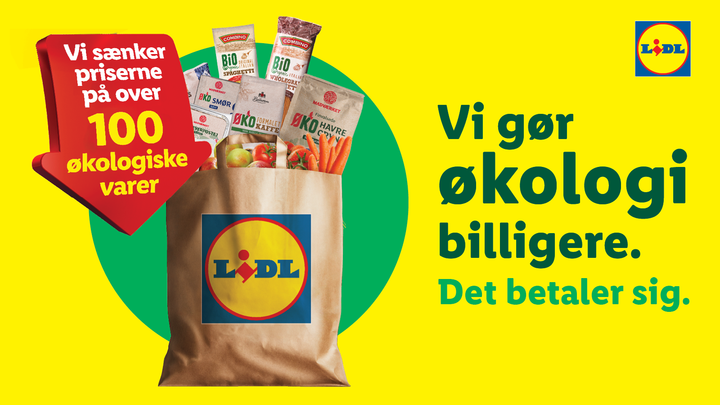 Lidl sænker fra søndag den 11. januar priserne på over 100 økologiske produkter.