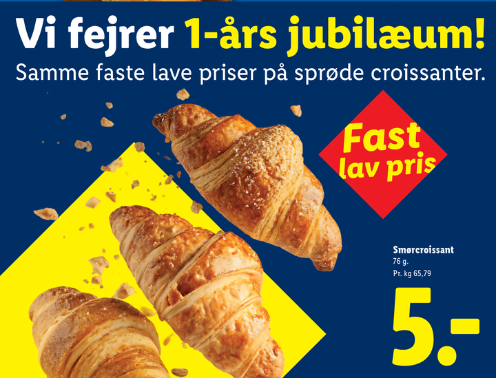 Lidls 5-kroners croissant hitter hos danskerne. På et år er der solgt over 6,7 millioner croissanter.
