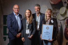 Flemming Nør-Pedersen, vice adm.direktør i Landbrug & Fødevarer. Kristine Pilgaard, Kommerciel Direktør, MENY, Stefan Andersen, Category Manager, Dairy, Cheese, Egg, Dagrofa, Trine Meyer, Sortiment Chef Ferskvarer, MENY.