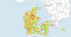 Kortet, som TV2 brugte i debatten, stammer fra GEUS og viser fund af nitrat over 2 mg/l i grundvandet.