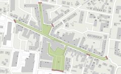 Markering med område for afspærringerne. Afspærringen gælder fra torsdag den 28. august kl. 05:00 til mandag den 1. september kl. 18:00.