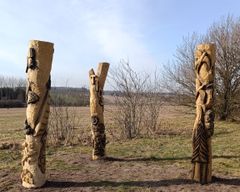 Tidsbilledet Fremtidens Håb kigger i spåkuglen og forsøger at forudsige, hvordan livet, landskabet og naturen omkring Hejnsvig vil se ud i 2075. Fortællingen er lavet i samarbejde med børn og unge fra Hejnsvig, som har deltaget i en fremtidsworkshop. Foto: Billund Kommune.