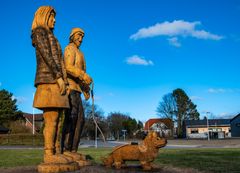 Ved Tidsbilledet Byens Sjæl i Hejnsvig kan besøgende følge byens historie i 1900-tallet på en lydvandring gennem byen. Foto: Johnny Madsen.