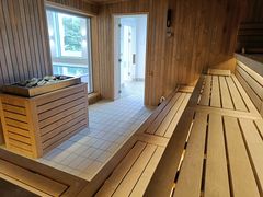 Sauna i Ribe Svømmebads nye wellnessafsnit. Foto: Privat