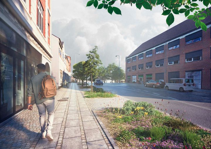 Regnvandshåndtering giver Stormgade et grønnere præg.