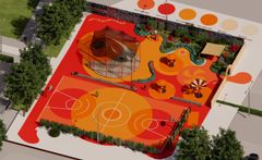 Skitse - Nyt byrum og opgraderet basketballbane - Museumspladsen Esbjerg