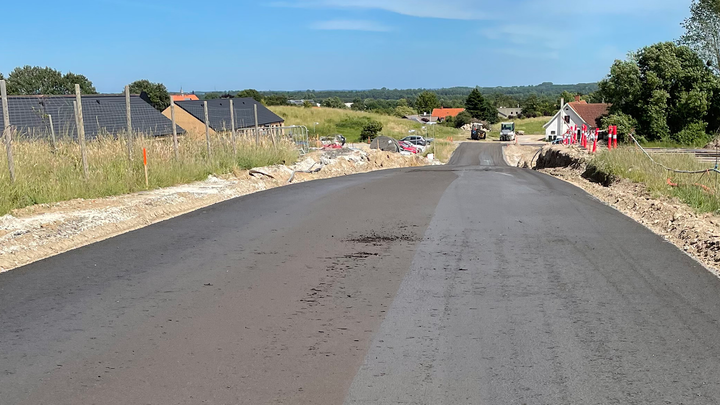 Billede af  udvidelse af vej ved Getsøvej i Odsherred Kommune blev der sparet mere end 8.594 tons råstoffer