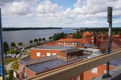 Kig til Guldborgsund fra toppen af den nye sengebygning.
