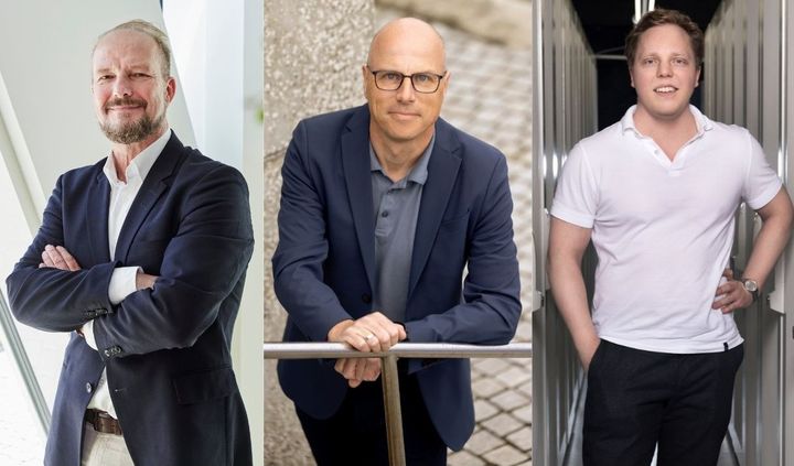 Fra venstre: Direktør i OpenNet, Henrik Møller Nielsen, direktør i Nord Energi Fibernet, Christian Frost Lauritsen og marketingschef i Bahnhof, Markus Eriksson.
