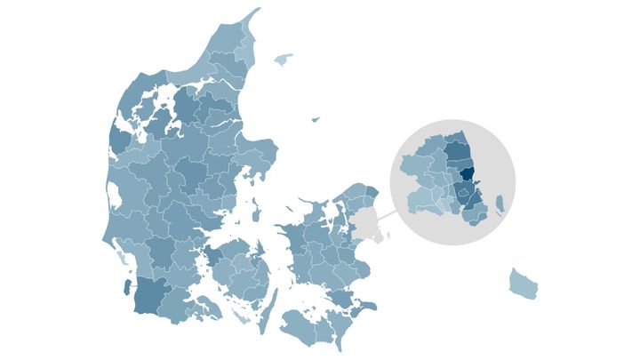 Kortet viser den reale udvikling i gennemsnitlig disponibel indkomst i hver kommune fra 2012 til 2022. Se interaktiv udgave af kortet, der kan indlejres i din artikel: https://www.datawrapper.de/_/VVdyd/?v=6
