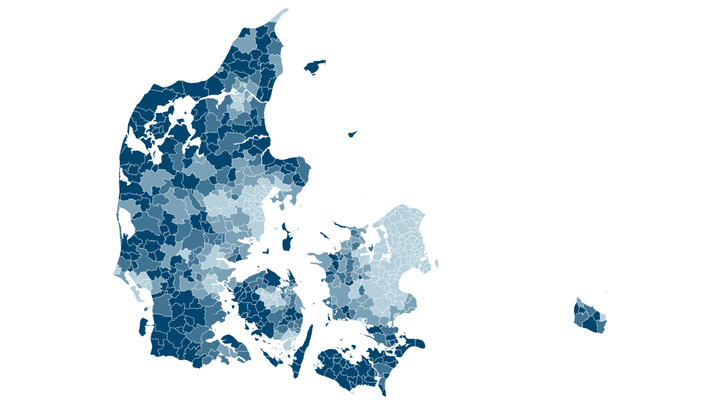 257.000 ejerboliger er under én million kroner værd. Se, hvor mange det gælder i dit postnummer ved at åbne dette interaktive kort: https://www.datawrapper.de/_/Q3wMO/?v=8