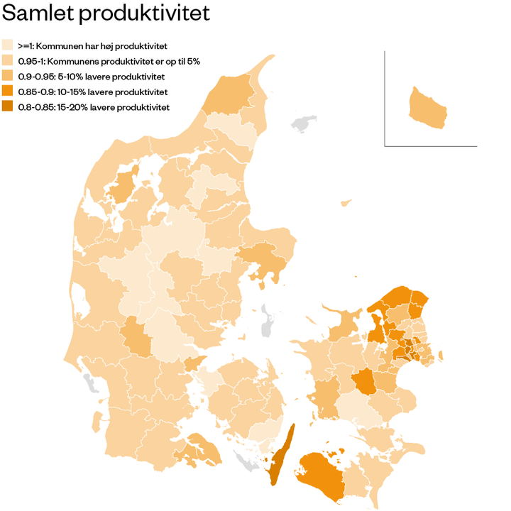 De lyse kommuner er landets mest produktive. Her får borgerne mest for deres kommuneskat. Hvis alle kommuner havde samme produktivitet som dem, kunne kommunerne samlet set frigive mellem 16 og 27 mia. kr. om året uden at forringe den service, de leverer til borgerne, viser en ny, omfattende analyse, der er udgivet med støtte fra ROCKWOOL Fonden.