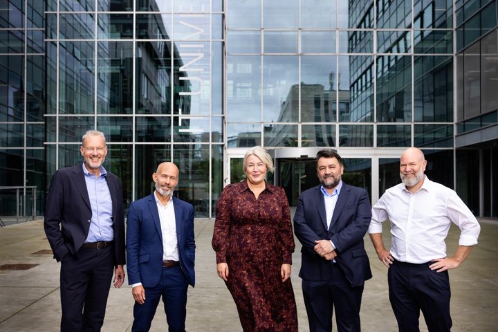 Vicekoncernchef i Nykredit David Hellemann, rektor på IT-Universitetet Per Bruun Brockhoff, forsknings-, uddannelses- og digitaliseringsminister Christina Egelund, koncerndirektør i ATP Haktan Bulut og Managing Partner i Technology & Transformation hos Deloitte Ulrik Linder Jakobsen.
