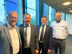 Charles Nielsen, Bestyrelsesformand i TREFOR, Kjeld Gade, Landechef i Landis+Gyr, Xavier Ringot, Vice President Sales i Landis+Gyr AG og Johannes Dalegaard Guldbæk, direktør i TREFOR.