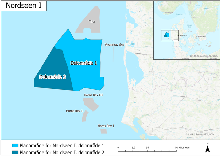 Illustration: Planområde for Nordsøen I. Energistyrelsen.