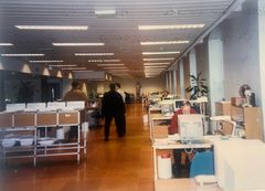 Kontorerne på Nitivej ved indflytningen i november 1997. Det åbne storrumskontor var efter tidens forhold moderne. Foto: SOS International / privatfoto