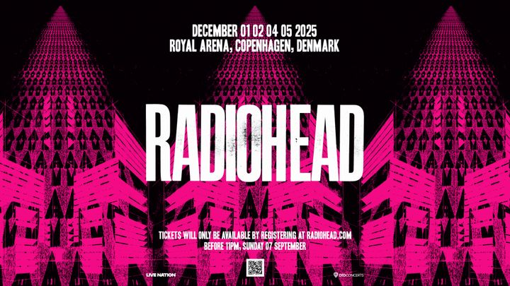 Artwork for fires koncerter med Radiohead i Royal Arena i december 2025