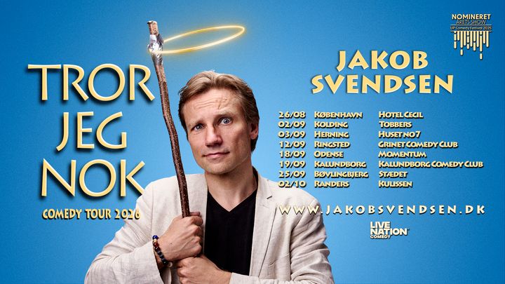 Tour artwork til Jakob Svendsens comedyturné som hedder 'Tror Jeg Nok'