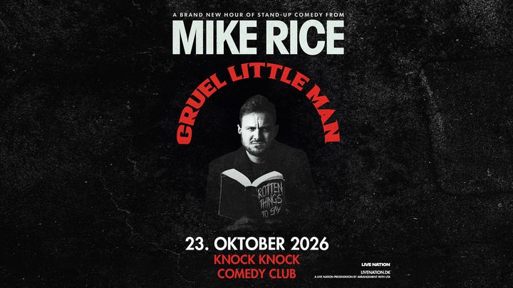 Artwork til showet med Mike Rice på Knock Knock Comedy Club