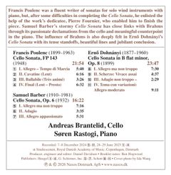 Inlay - Barber, Dohnányi & Poulenc: Cello Sonatas
