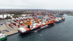 Den 23. oktober var første gang, at der er to containerskibe på samme tid ved den nye containerterminal på Fredericia Havn.