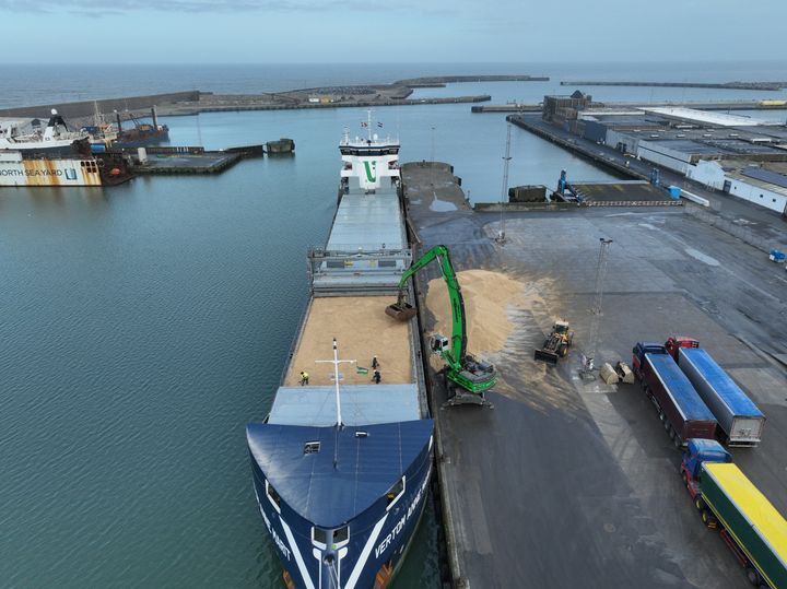 Håndtering af bulk på Hanstholm Havn.