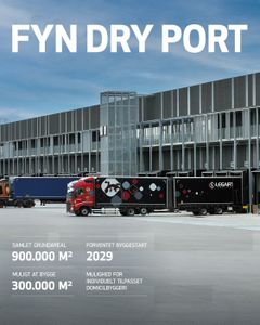 Fyn Dry Port skal opføres i Ejby i Middelfart Kommune.