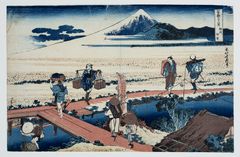 Katsushika Hokusai, Nakahara i Sagami-provinsen (Sõshũ Nakahara) fra serien Seksogtredive udsigter til Fuji (Fugaku sanjũrokkei), 1830-1831. Foto: Designmuseum Danmark