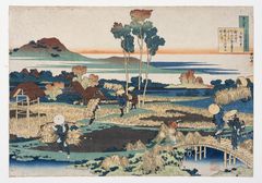 Katsushika Hokusai,Kejser Tenchi (Tenchi tennõ) fra serien Ethundrede digte af ethundrede poeter, fortalt af en amme (Hyakunin isshu uba ga etoki), ca. 1835-1836. Foto: Designmuseum Danmark