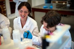 Gymnasieelever arbejder med DNA-materiale i Next Generation Lab. Foto: Foto: Frederik Wolff Nisbeth Teglhus, Statens Naturhistoriske Museum