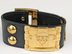 Louis Vuitton armbånd sort skind med guld hardware