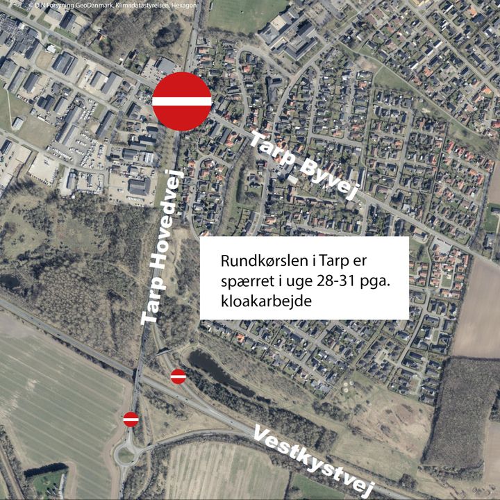 DIN Forsyning skal arbejde i rundkørslen i Tarp i uge 28-31