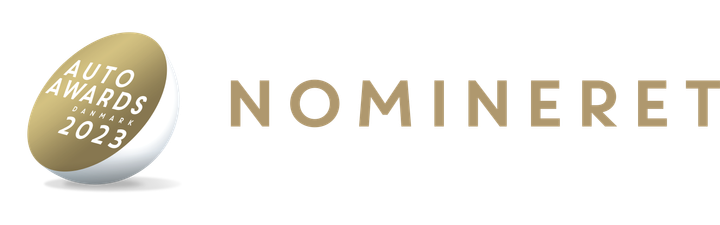 Auto Awards 2023 logo med teksten "nomineret" i højre side.