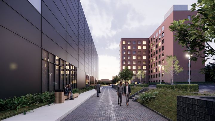 Arkitekttegning af den kommende fløj med 247 yderligere værelser på OCC/Hotel Odense