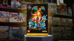 Billede af et LEGO Pokémon-sæt med Venusaur, Charizard og Blastoise.