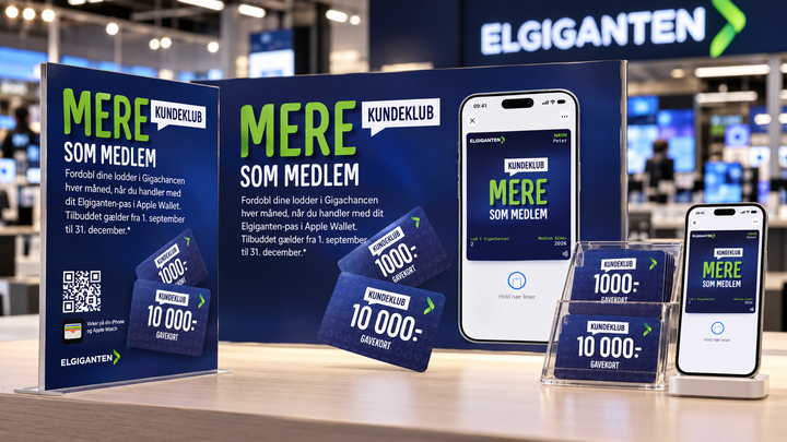 Elgiganten lancerer nyt kundekort i Apple Wallet. Billedet er AI-genereret.