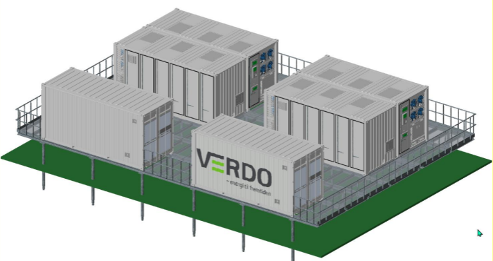 En foreløbig illustration af det kommende batterianlæg på havnen i Randers.