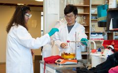 Shriaya Sharma and Yang Yang demonstrating the method